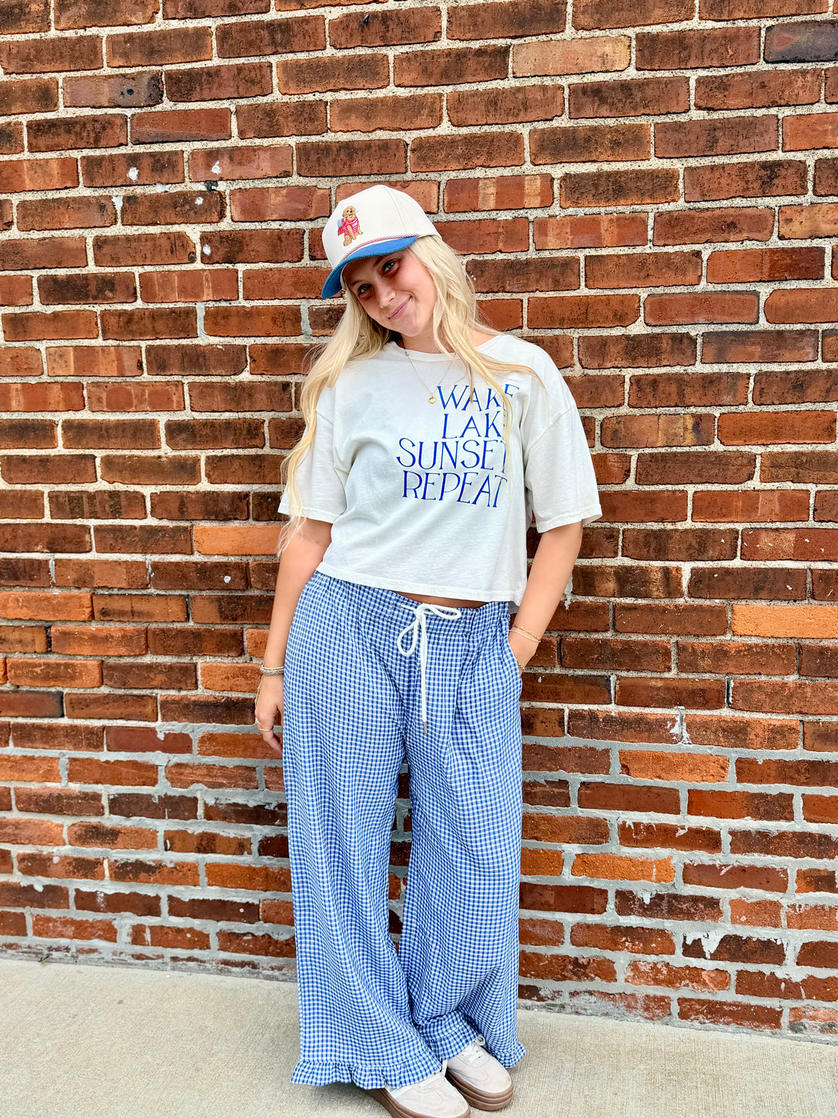 Blue and White Seersucker Pants