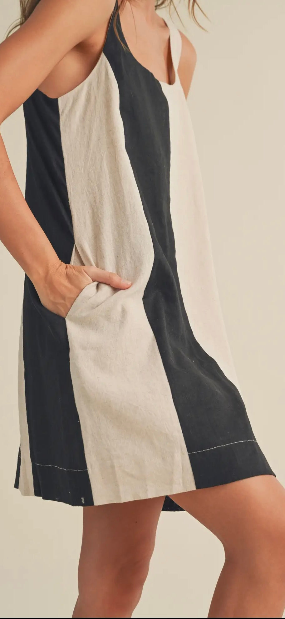 Color Block Linen Dress