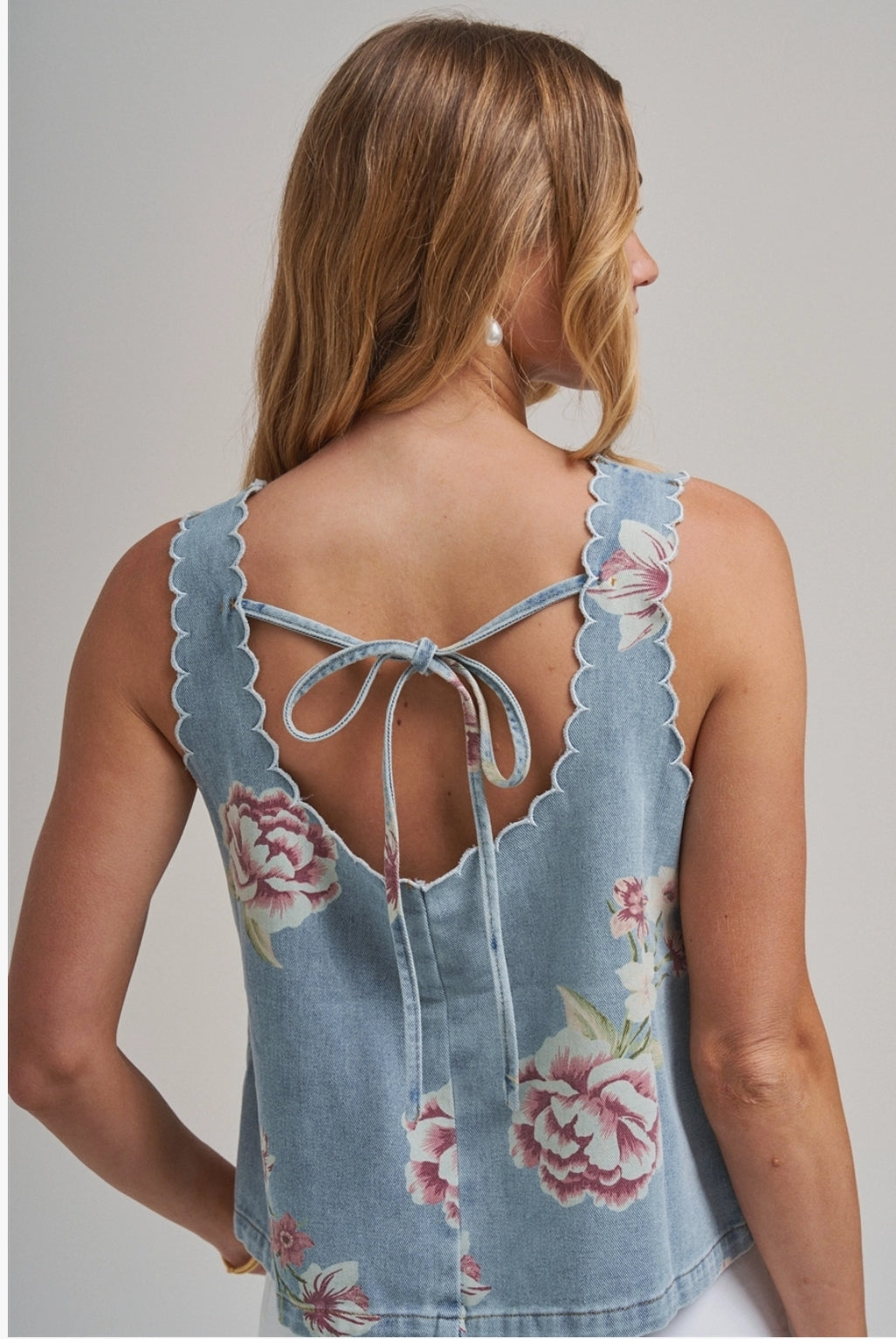 Vintage Bloom Denim Tank