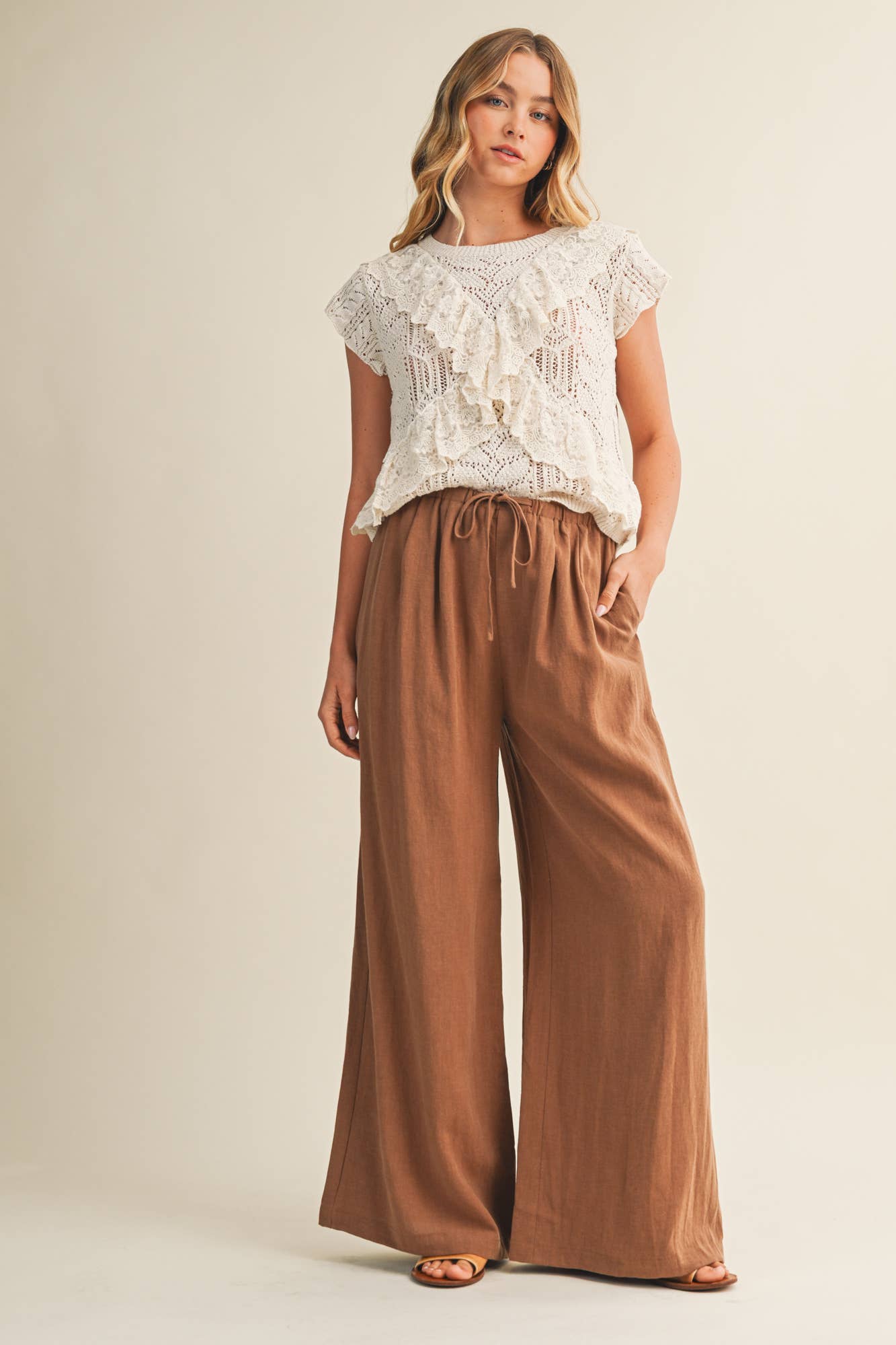 Drawstring Wide Leg Trouser