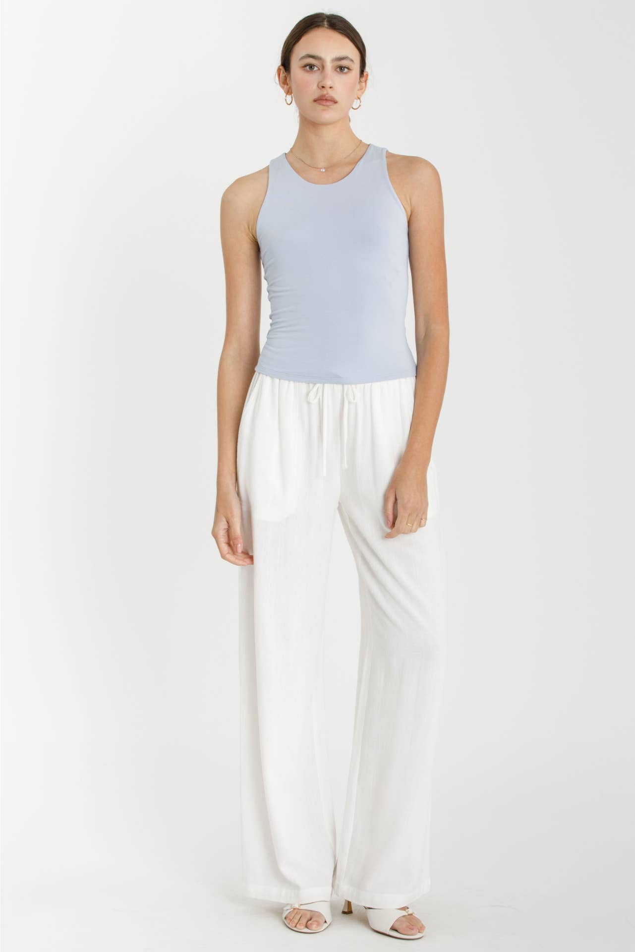 round neck basic tank | dusty blue