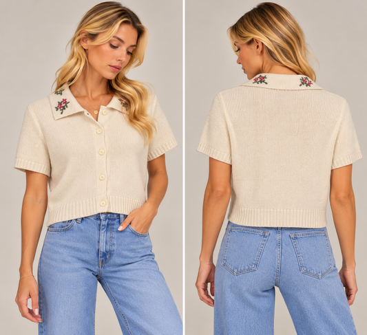 Floral Collar Top