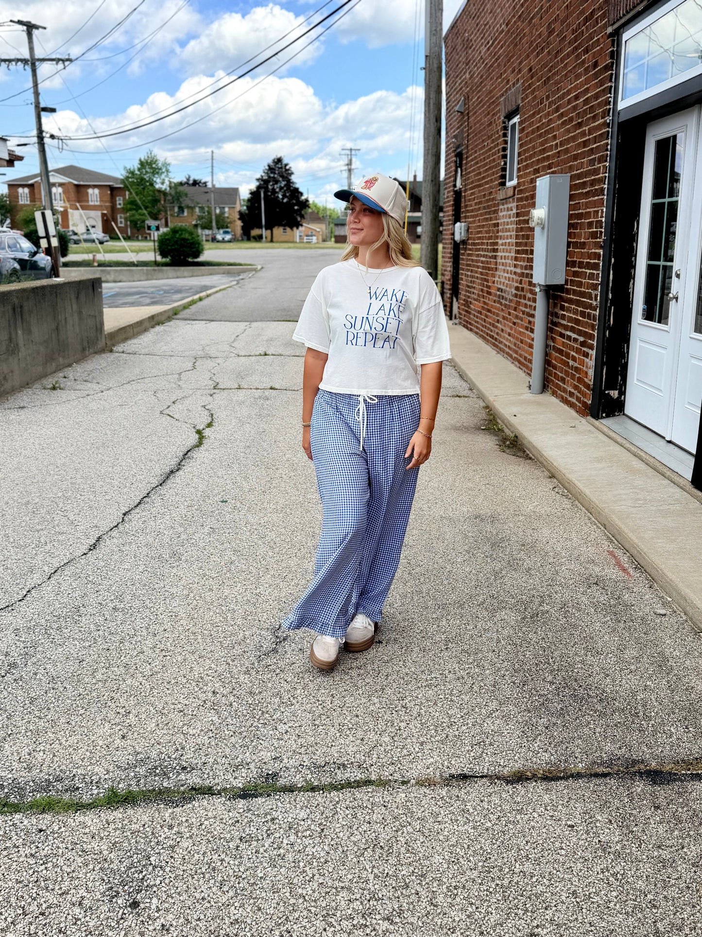 Blue and White Seersucker Pants