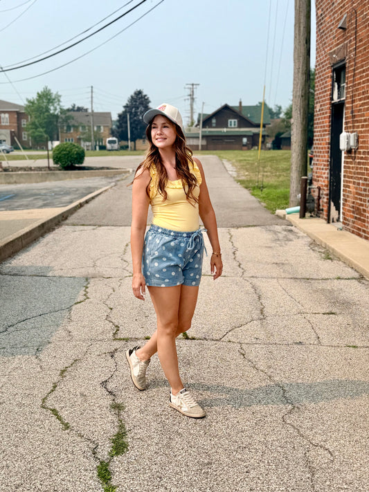 All The Days Dot Denim Shorts