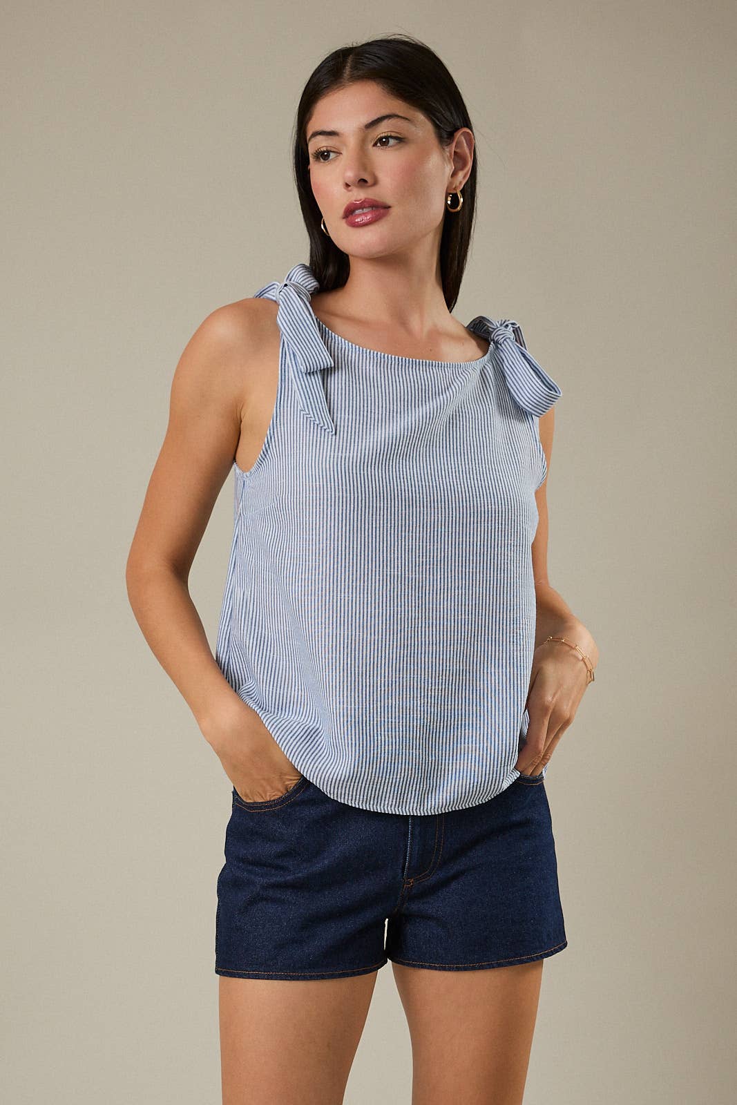 Boat Neck Shoulder Tie Top