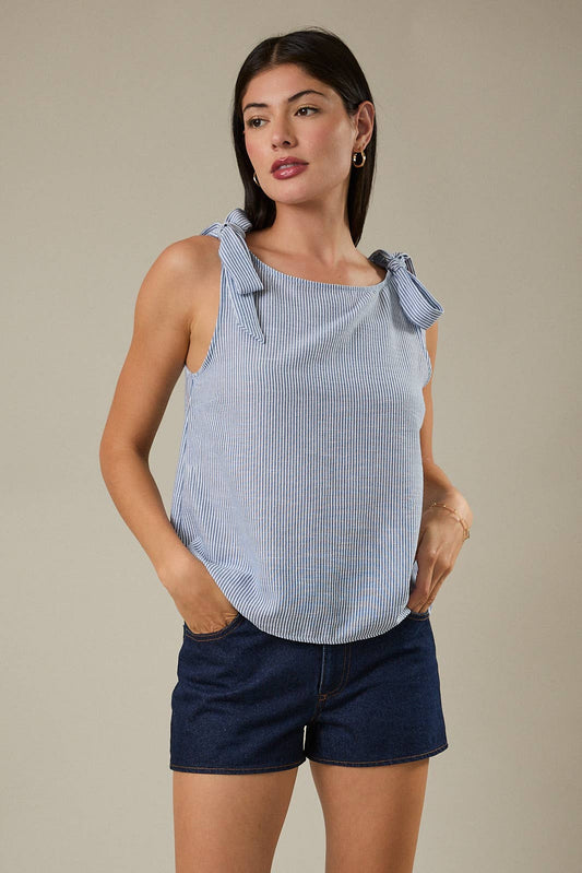 Boat Neck Shoulder Tie Top