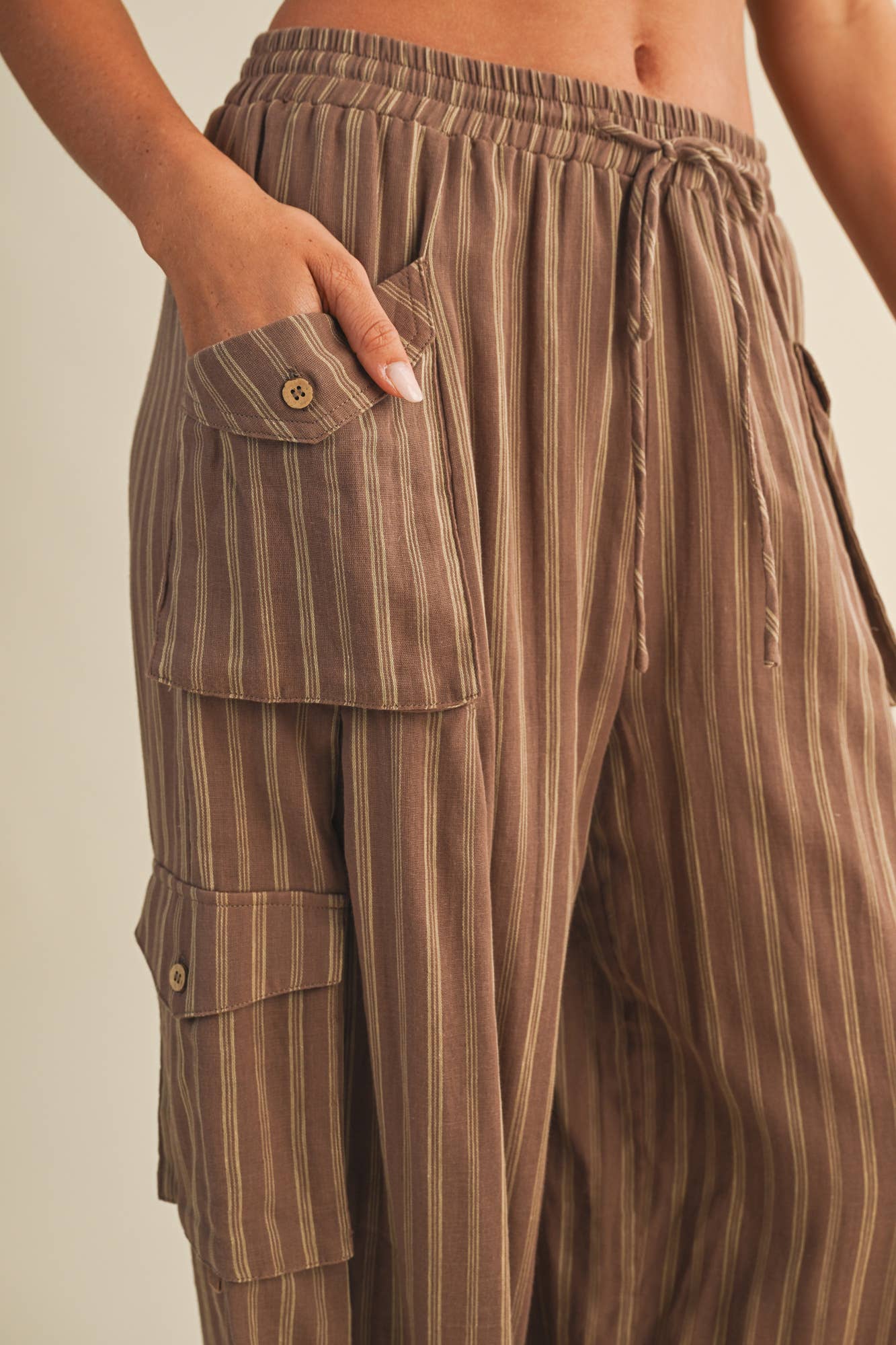 Striped Drawstring Cargo Pant
