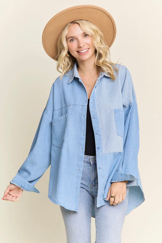 Quirky denim button up