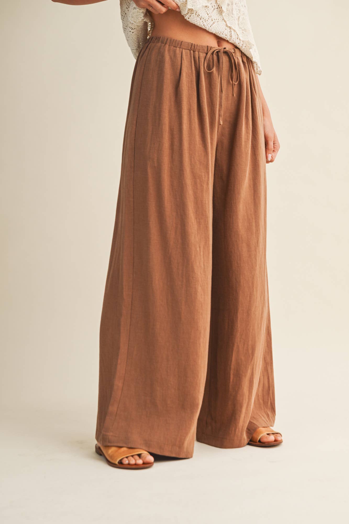 Drawstring Wide Leg Trouser