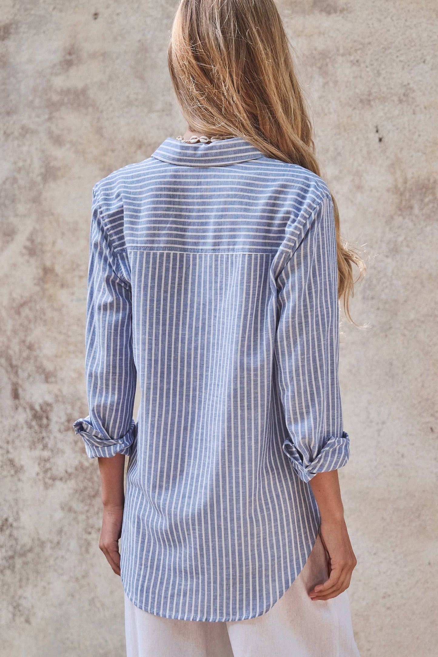 Coastal Striped Linen Button Down