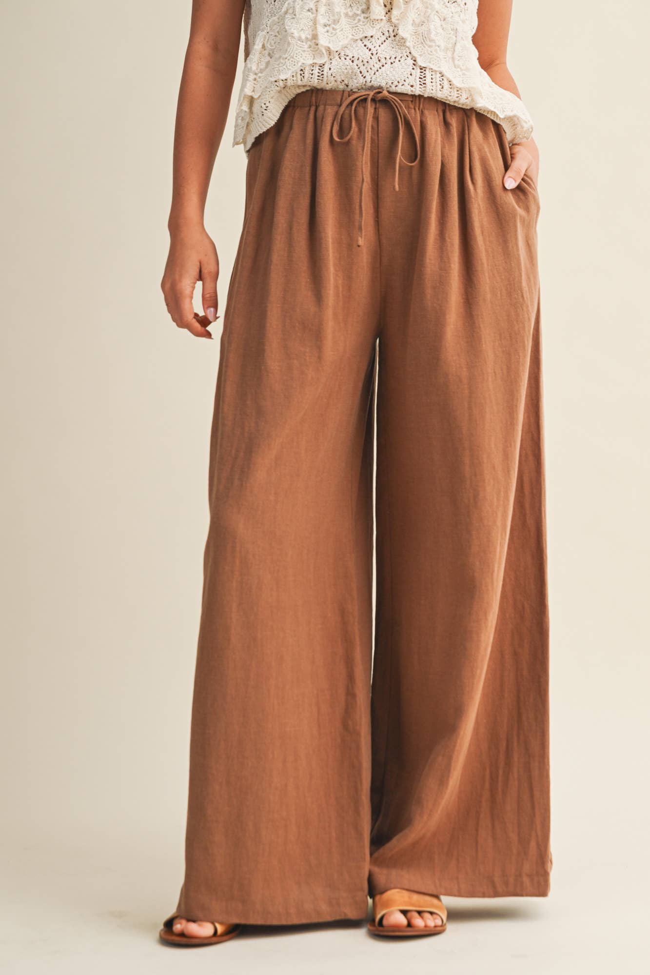 Drawstring Wide Leg Trouser