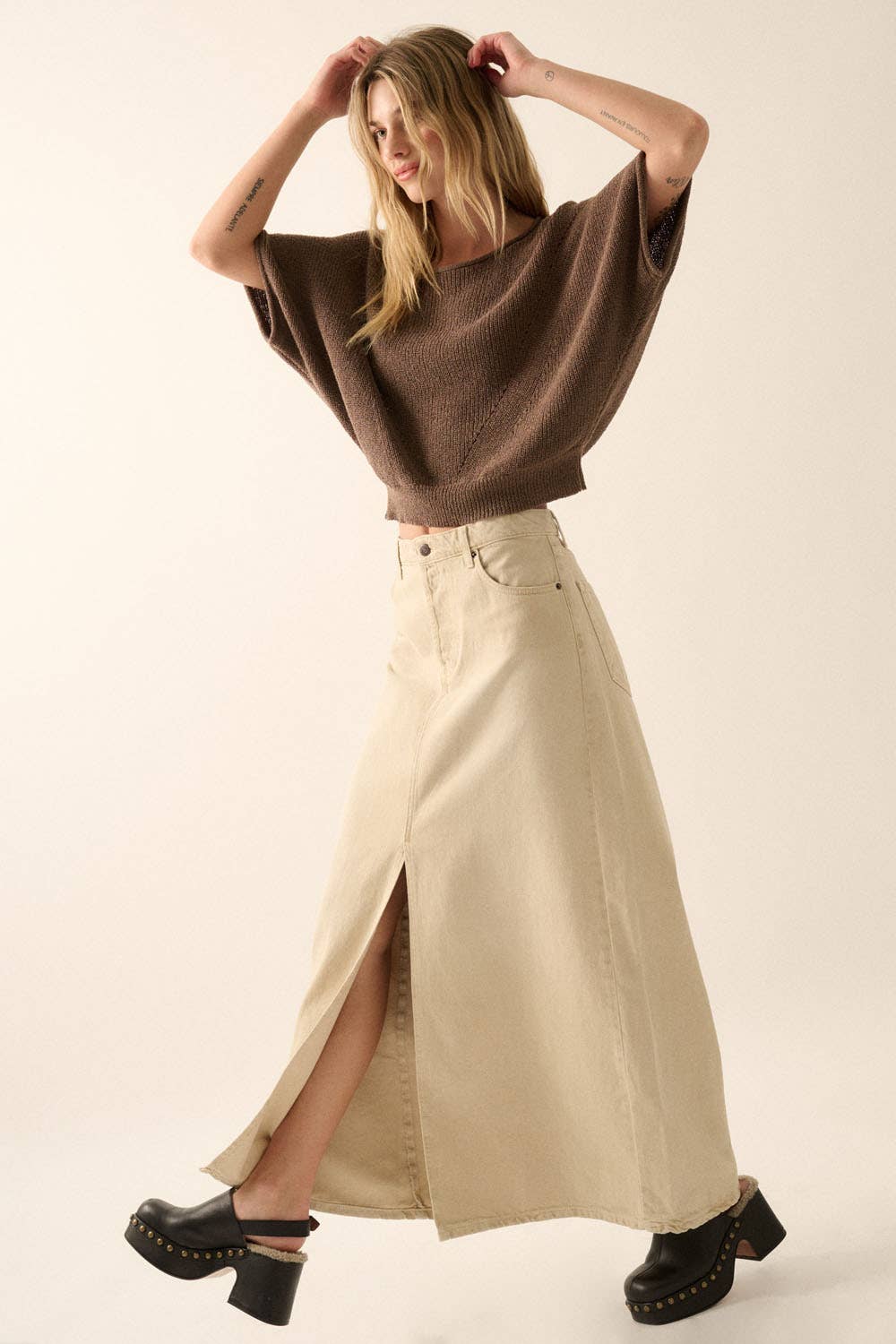 Pointelle Ribbed Knit Sweater