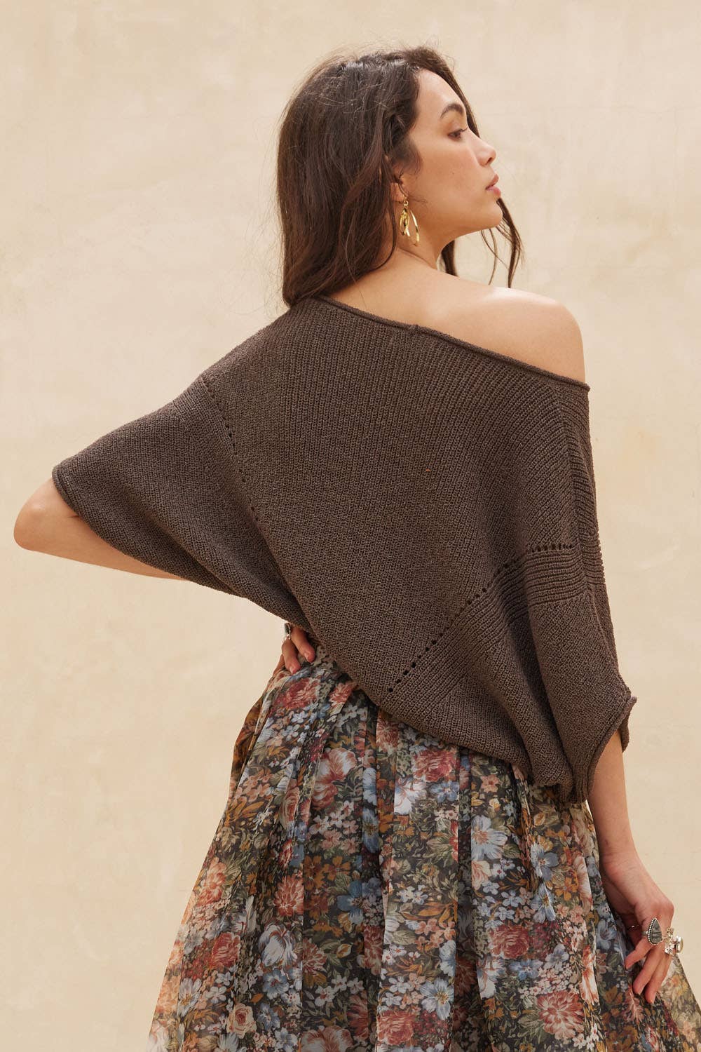 Pointelle Ribbed Knit Sweater