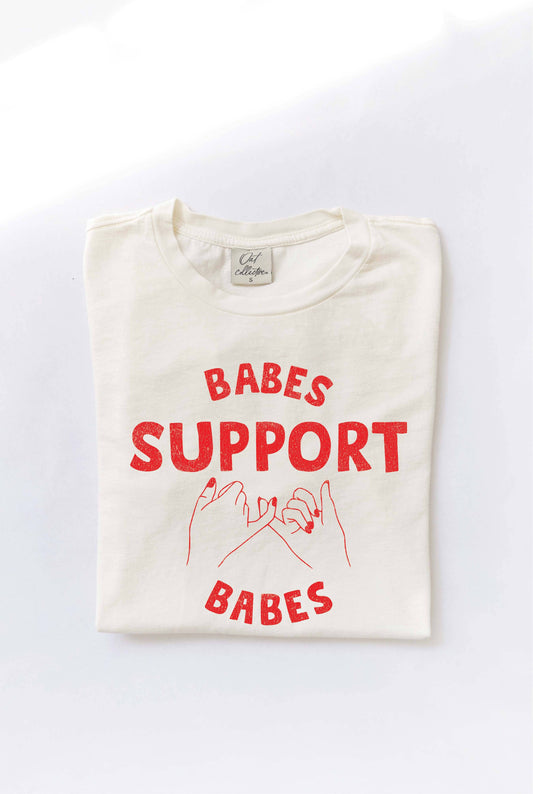BABES SUPPORT BABES Mineral Washed Graphic Tee