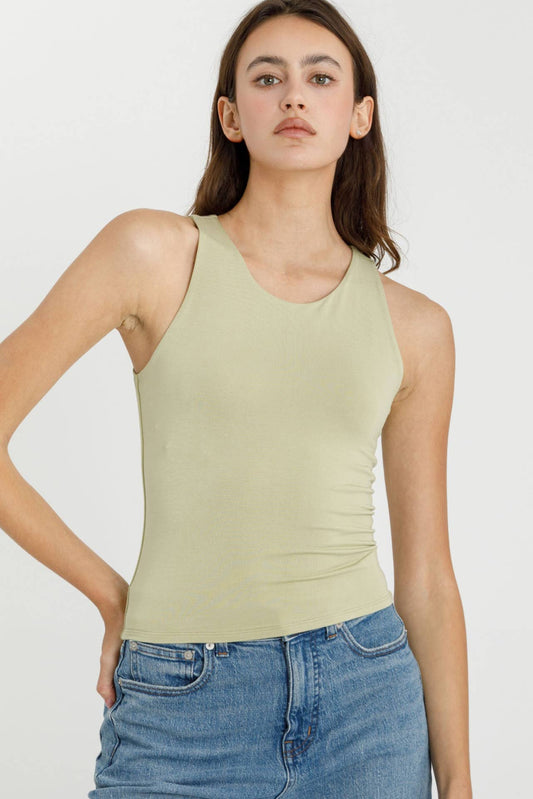 round neck basic tank | pistachio