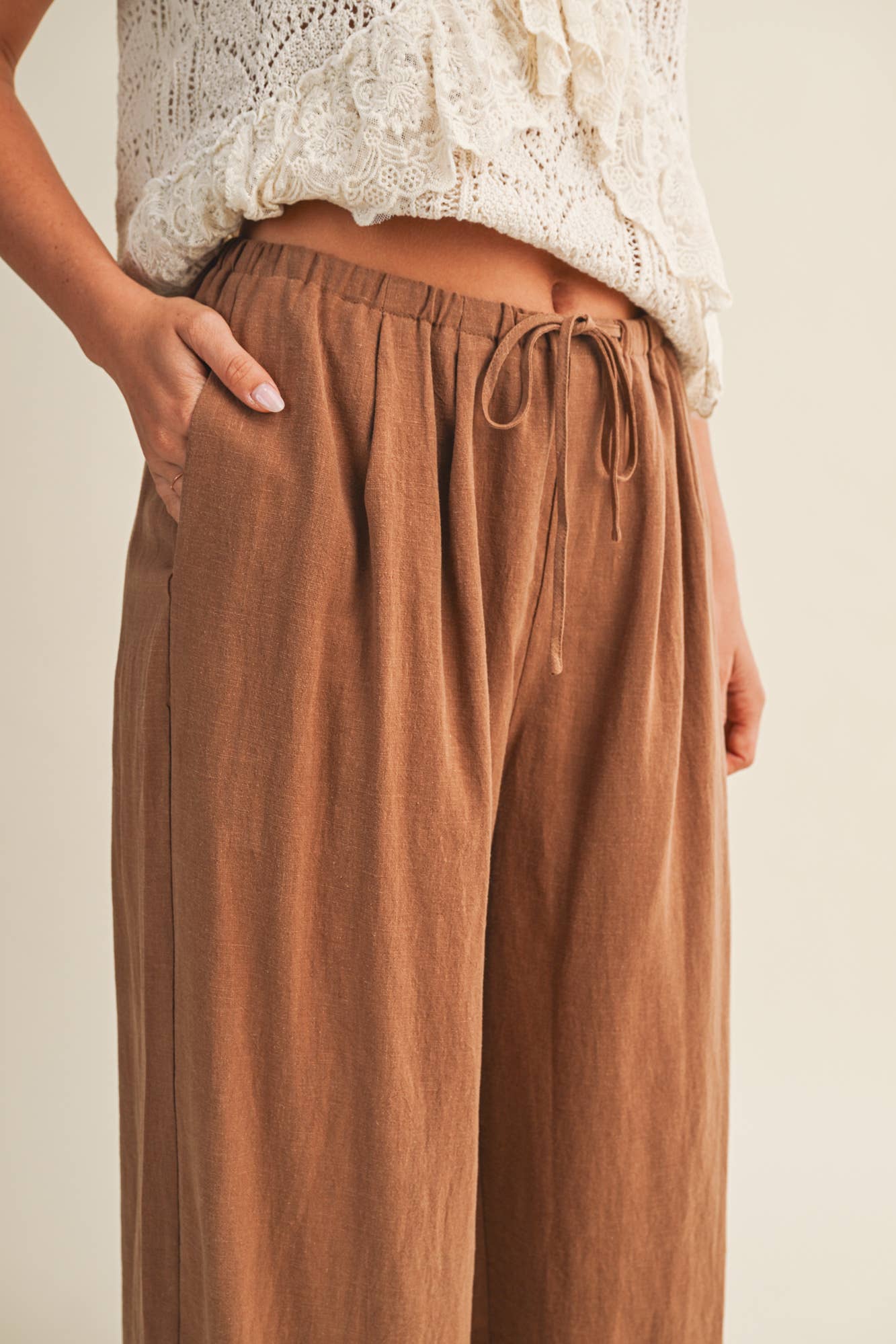 Drawstring Wide Leg Trouser