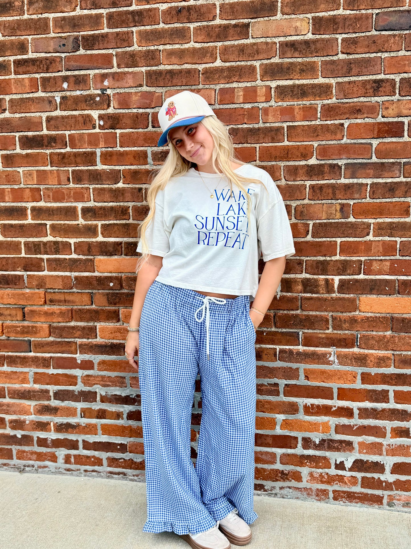 Blue and White Seersucker Pants