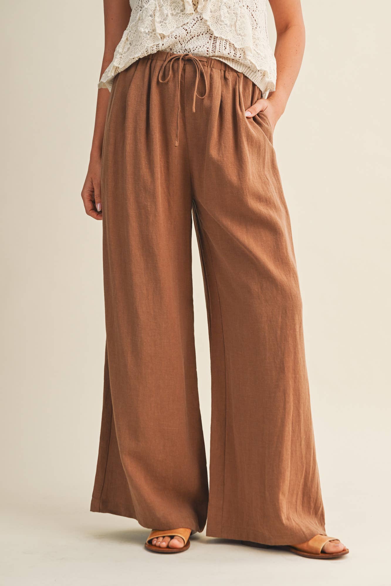 Drawstring Wide Leg Trouser