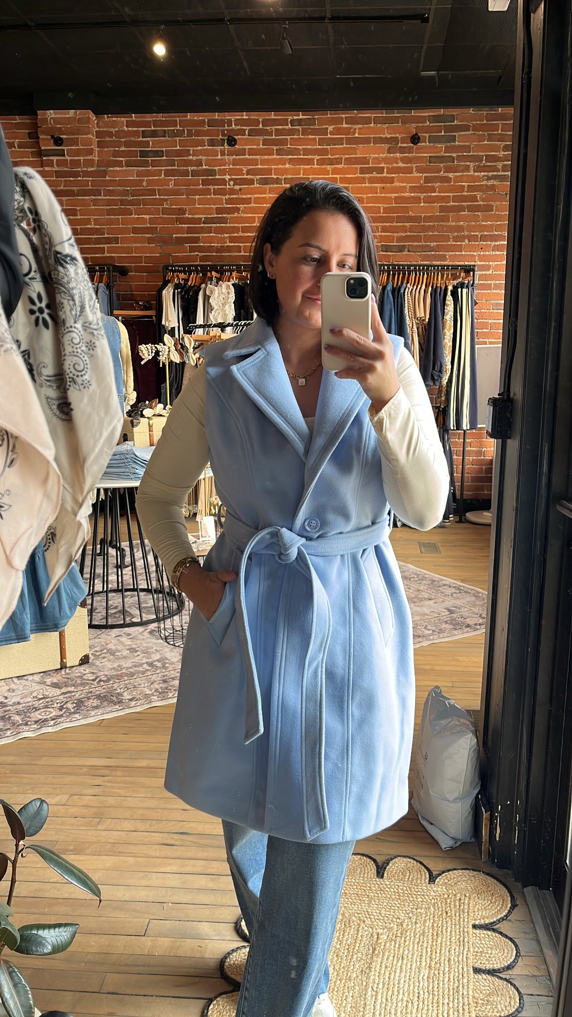Powder Blue Belted Vest