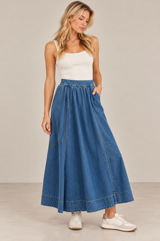 Pocket Denim Skirt