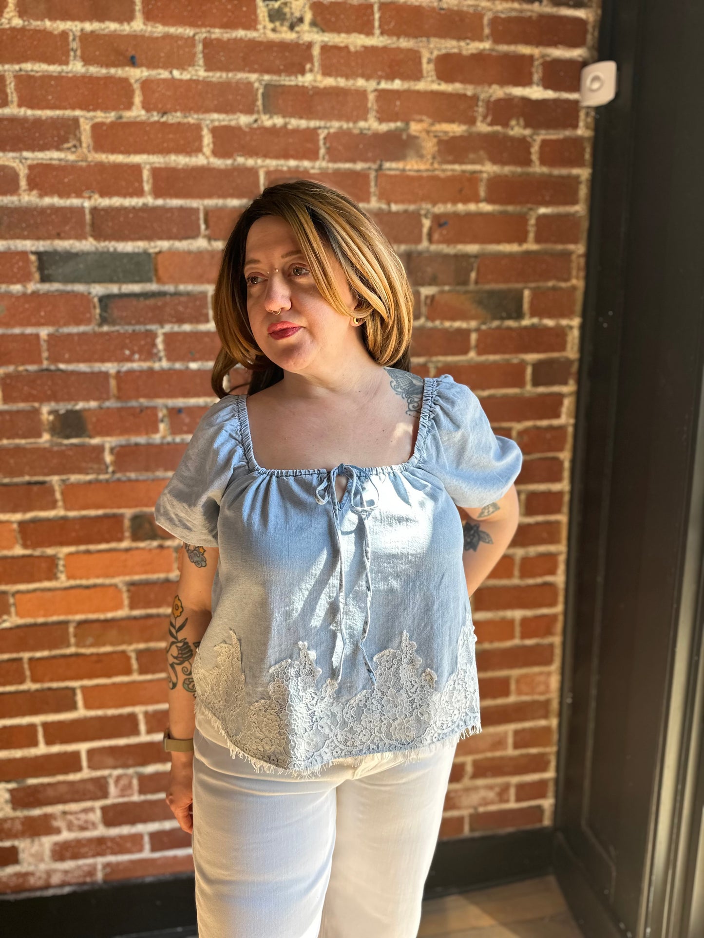 Denim Lace Summer Top