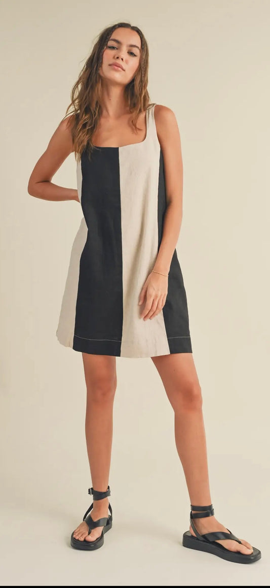 Color Block Linen Dress