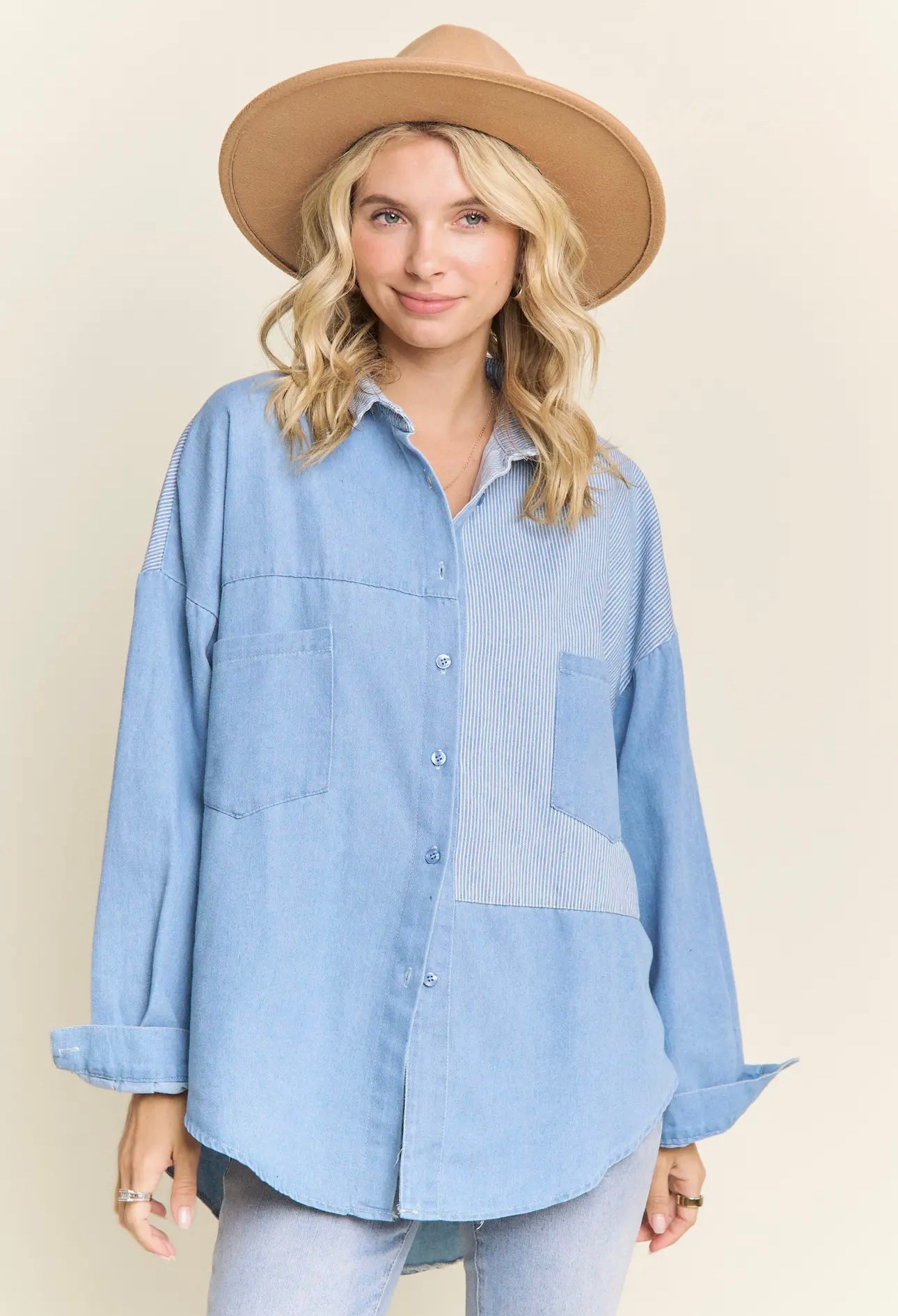 Quirky denim button up