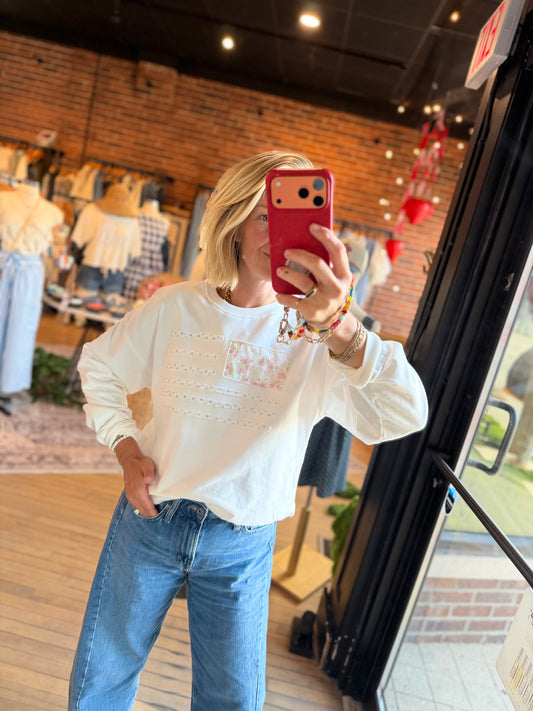 Floral American Flag Sweatshirt