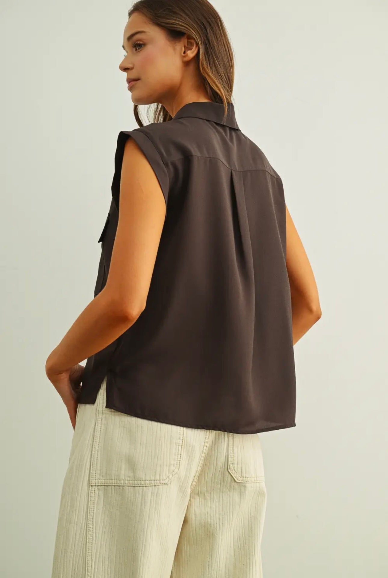 Brown Collar Button Up