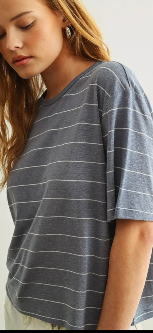 Blue Stripe Cotton Tee