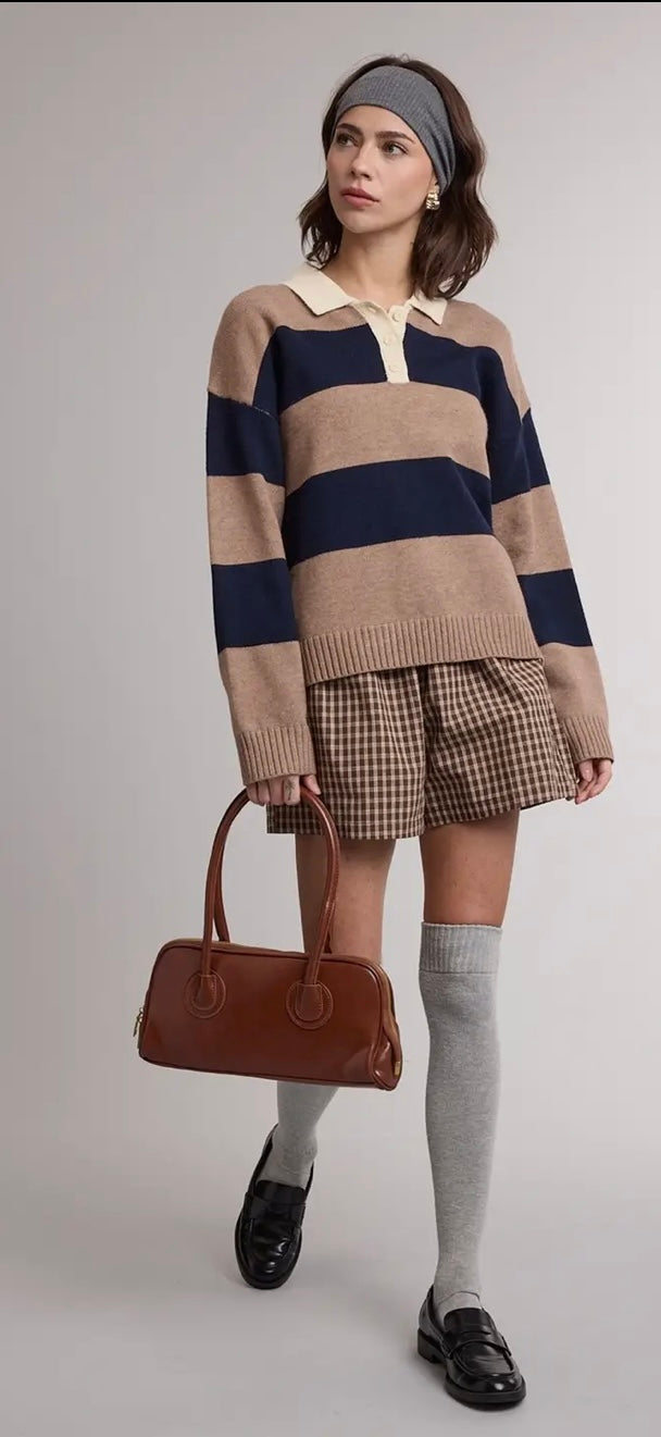 harbor stripe polo sweater