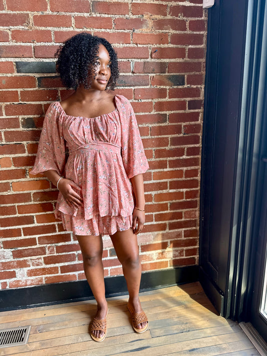 Off Shoulder Floral Romper