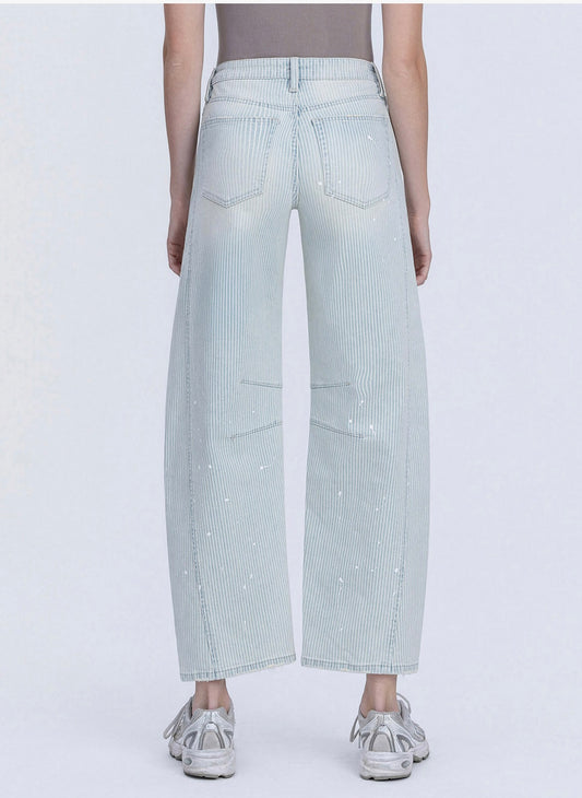 Playful high rise barrel denim