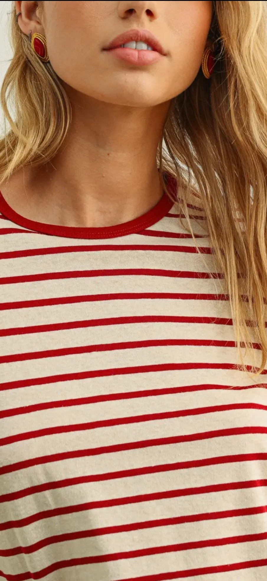 Cherry Striped Ringer Tee