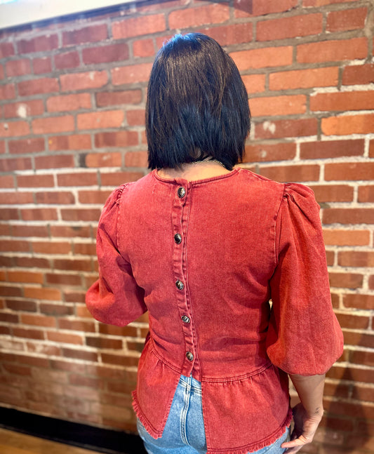 Rust Button Detail Top