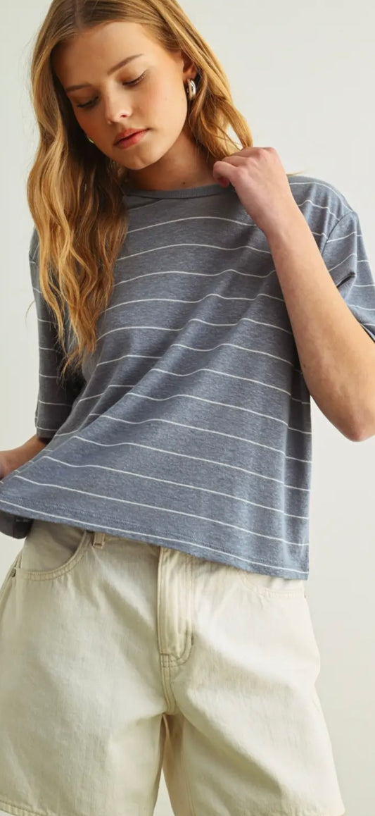 Blue Stripe Cotton Tee