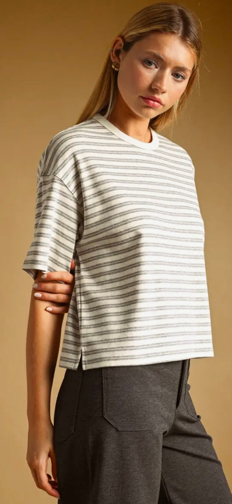 everyday stripped box tee