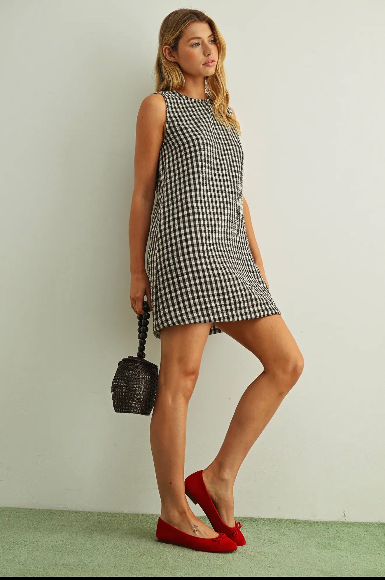 Gingham Open Back Dress