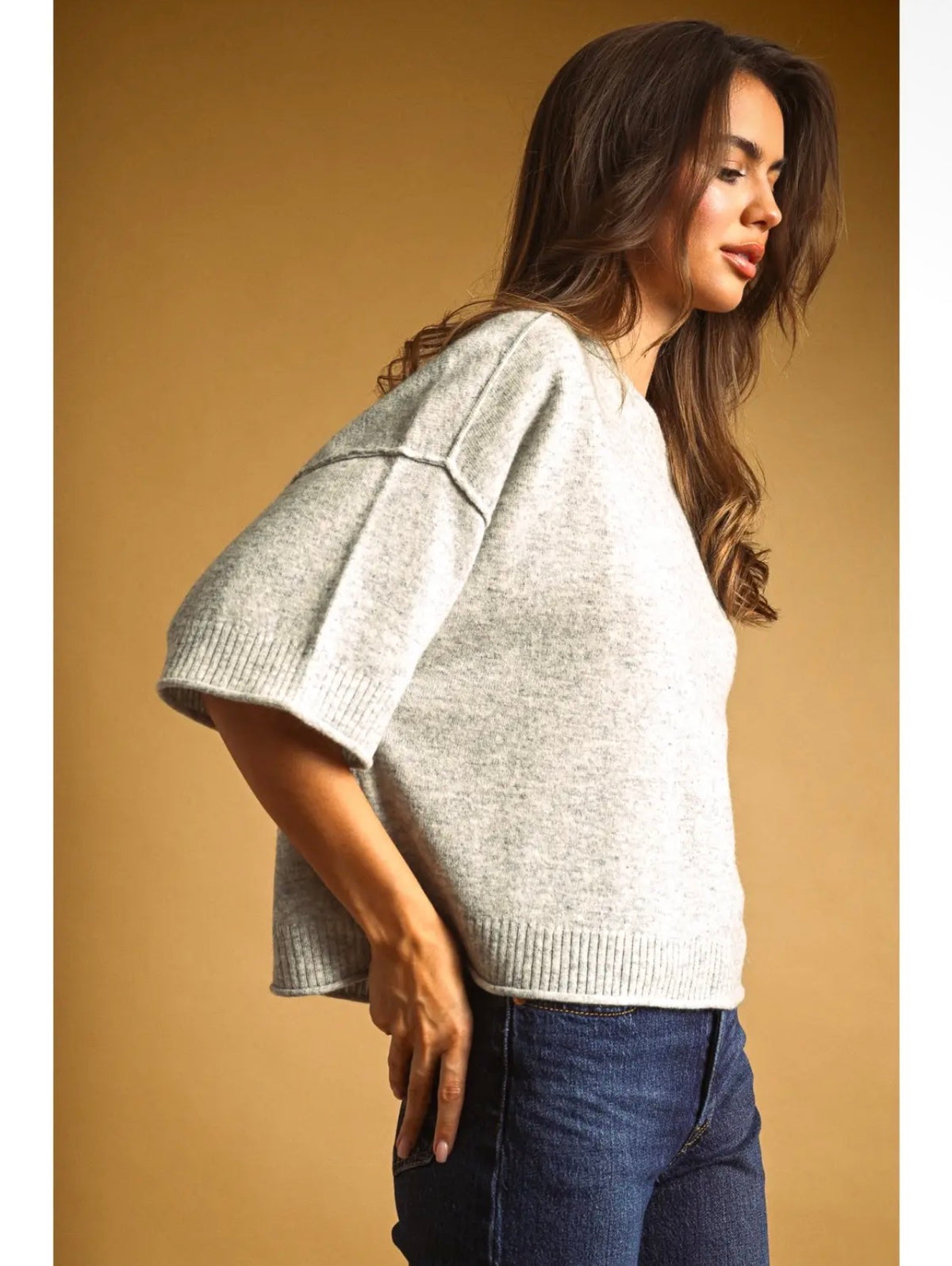 Cloud Grey Short Sleeve Sweater