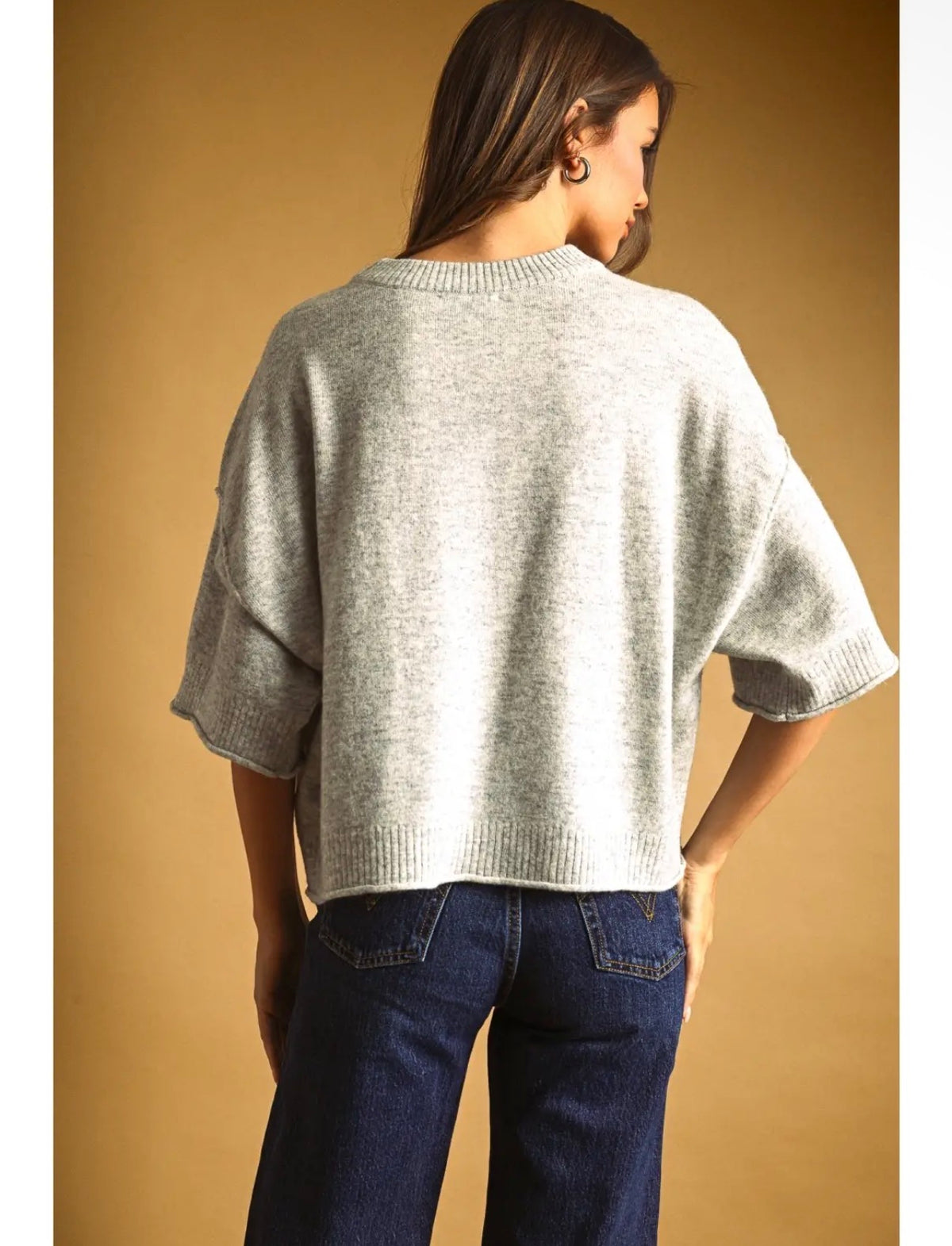 Cloud Grey Short Sleeve Sweater