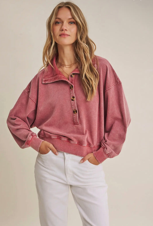 Rose Button Pullover