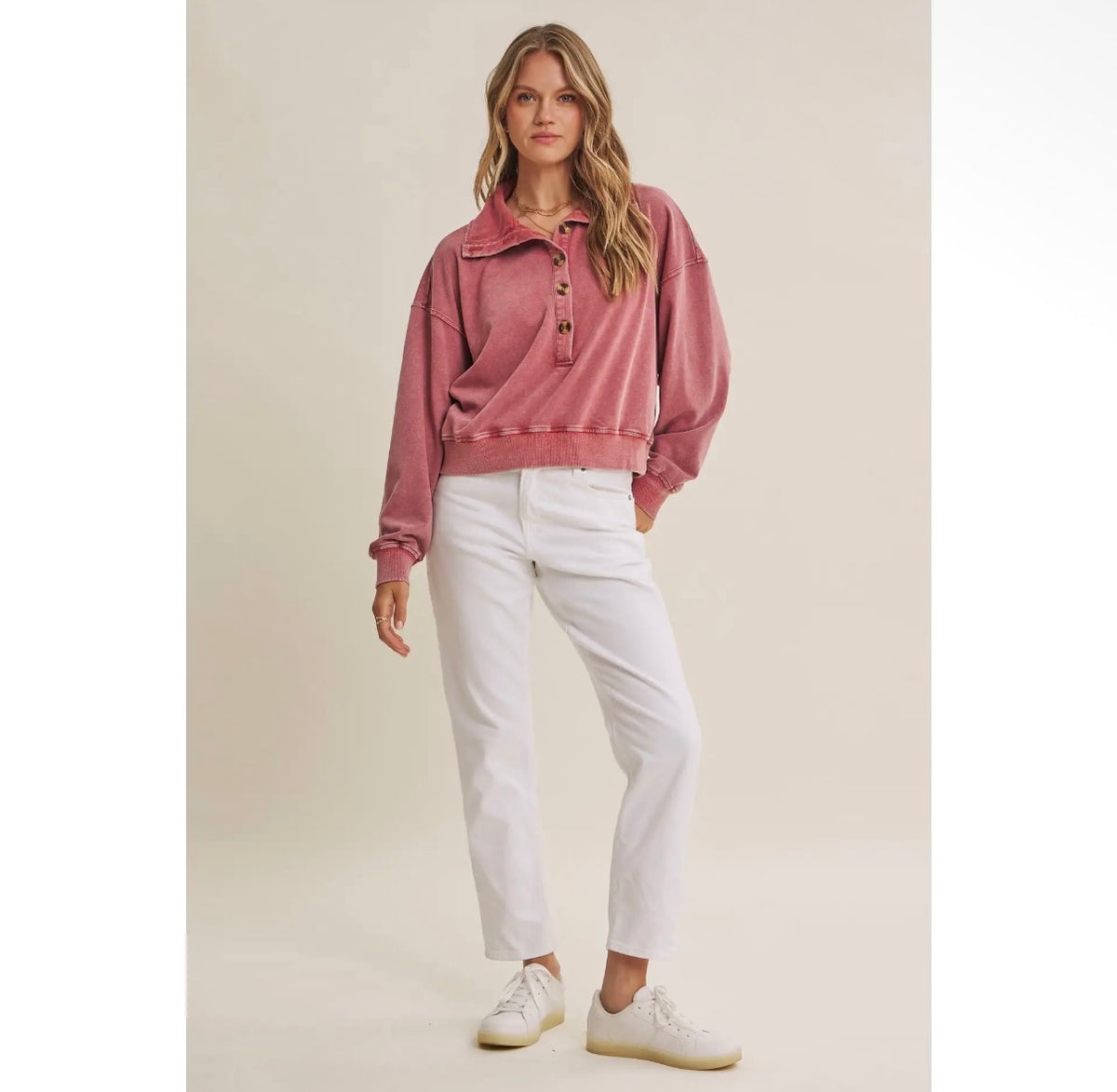 Rose Button Pullover