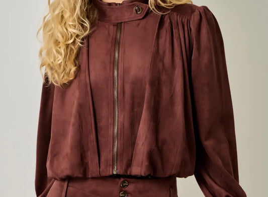 Suede Bubble Bomber Jacket