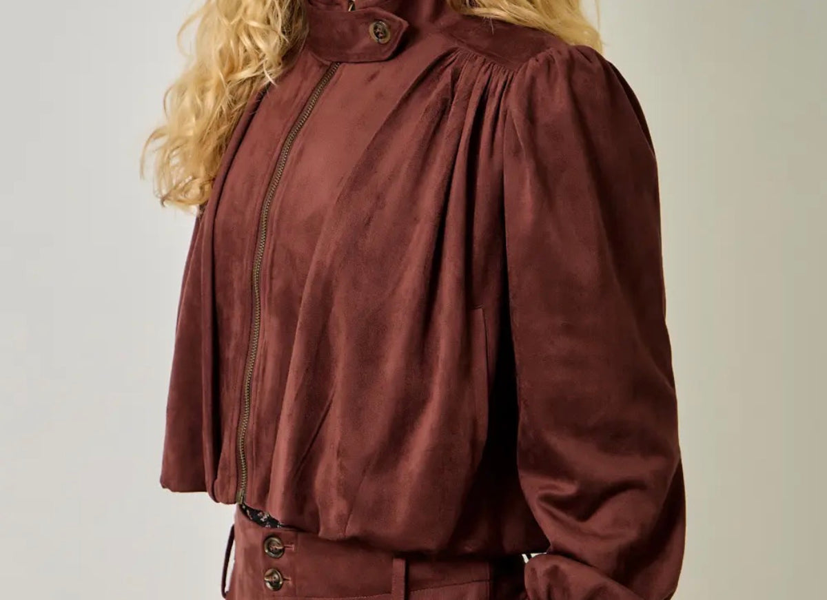Suede Bubble Bomber Jacket