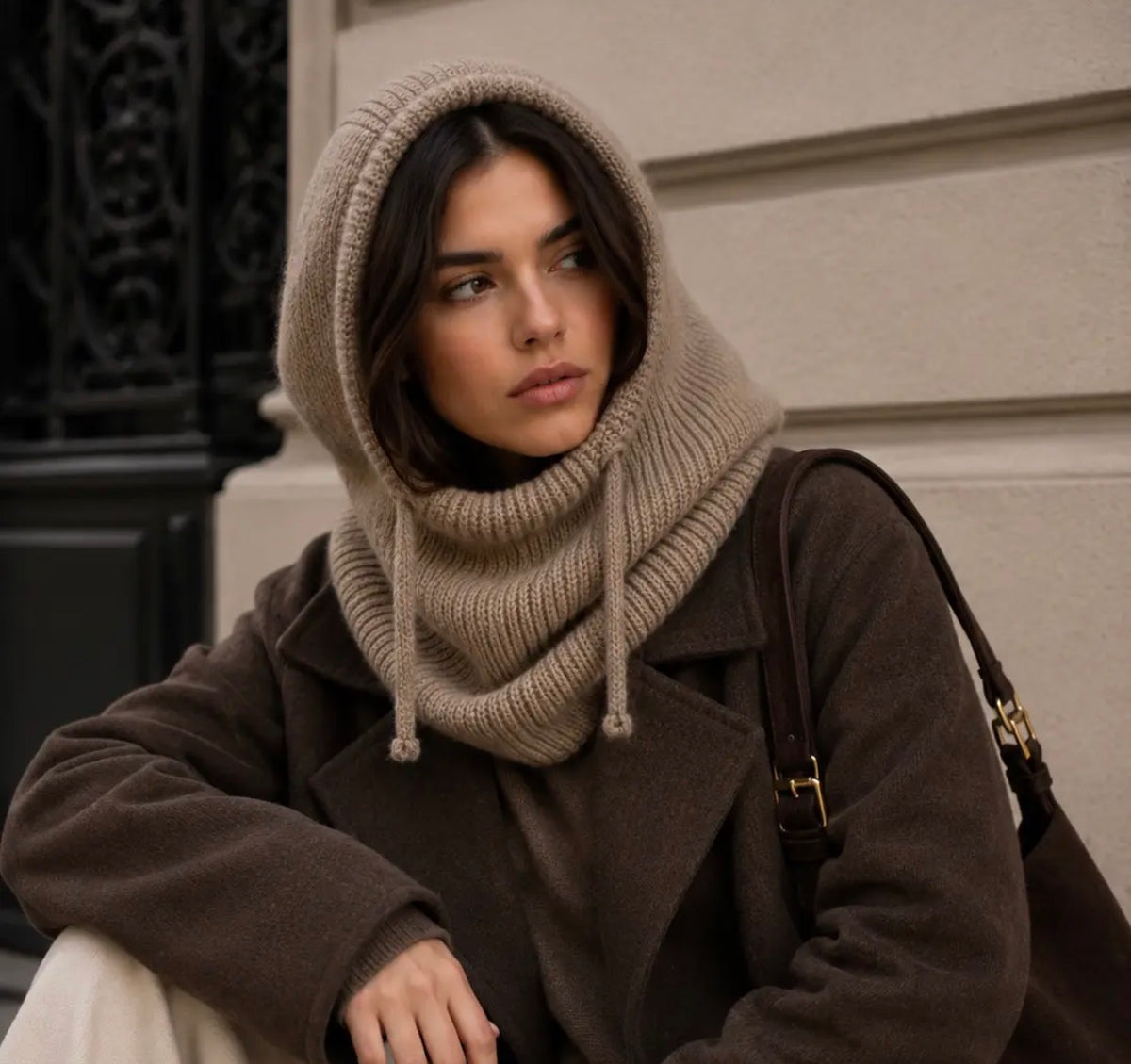 Cozy Edit Knit Hooded Scarf