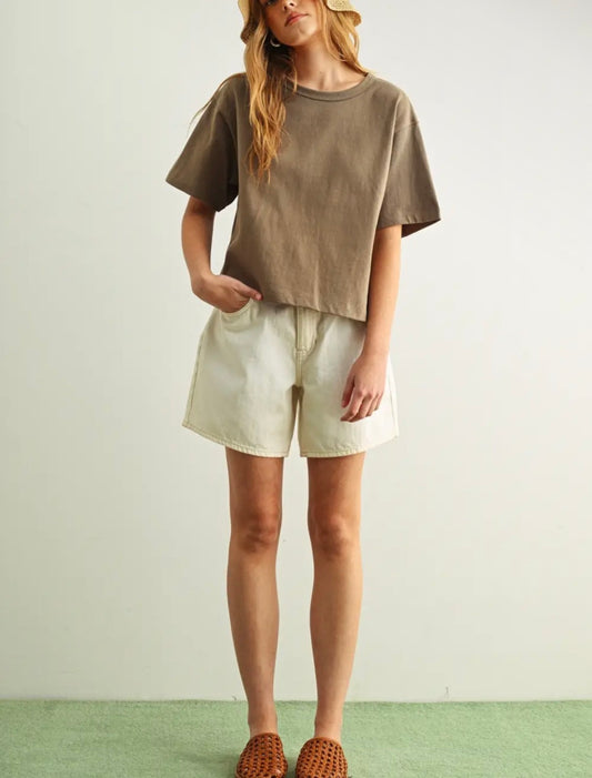 Off-Duty Washed Taupe Tee