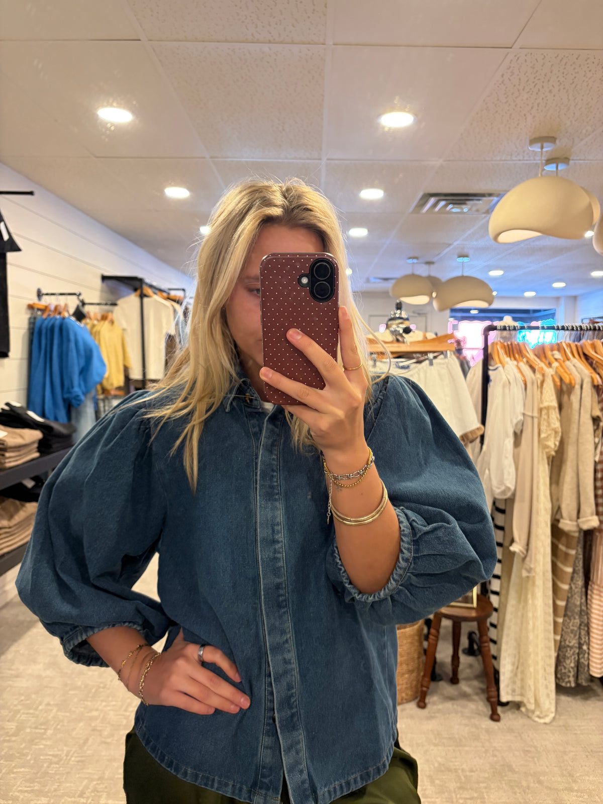 Puff Sleeve Denim Top