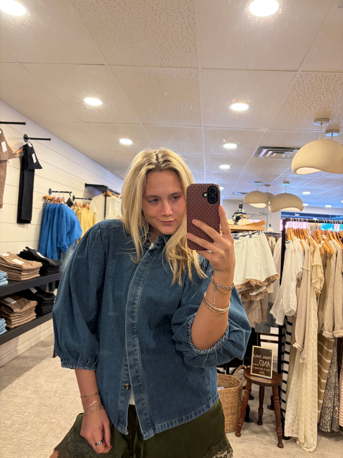 Puff Sleeve Denim Top