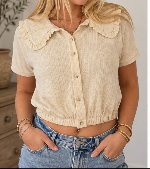 Girly Cropped Button Up