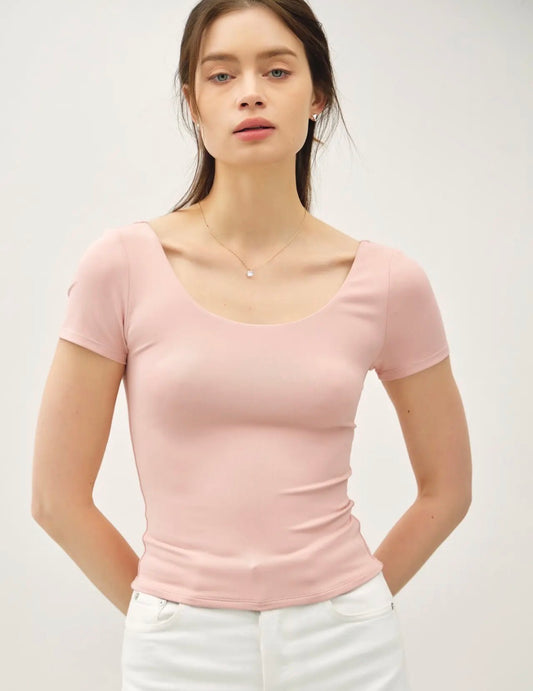 Scoop Neck Basic Short Sleeve